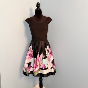 Escape Fit & Flare Dress with Floral Satin Skirt